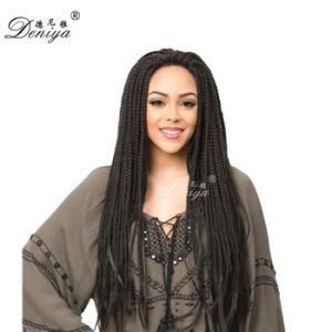 Hot Selling High Quality Hand Made Full Head Fashion Long Braided Synthetic Lace Front Wig