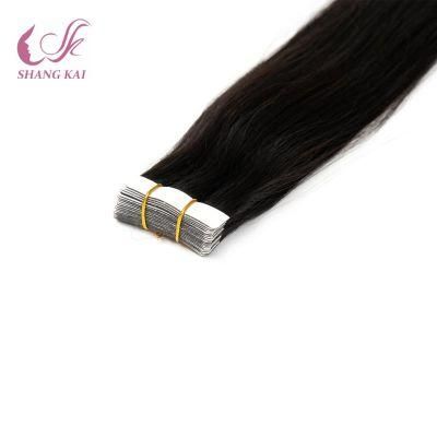 100% Human Hair Black Silky Straight Tape in Hair Extensions