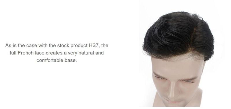 Men′s High Quality Real Human Hair - Full French Lace - Durable and Comfortable