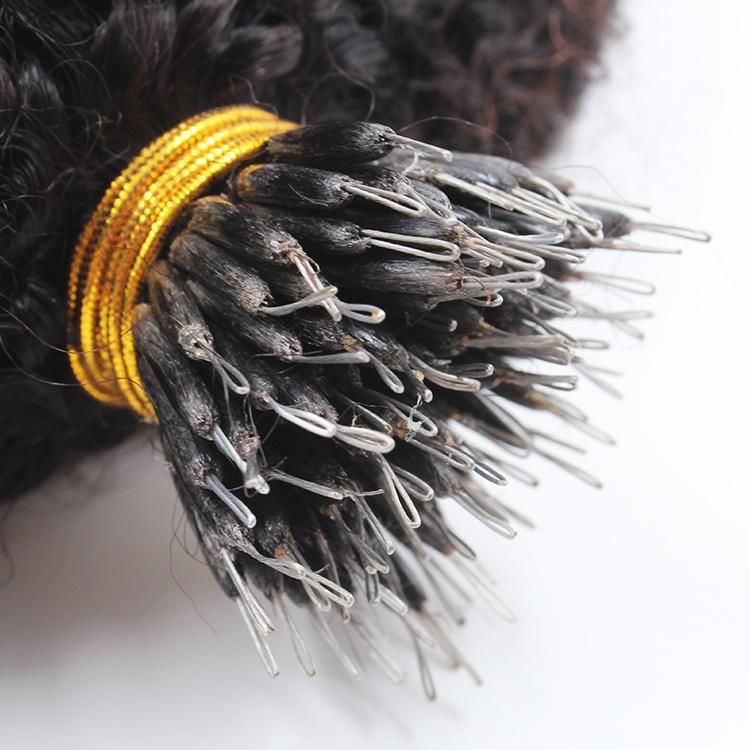 10A Grade Brazilian Human Extension Virgin Kinky Curly Nano Ring Remy Hair Weft