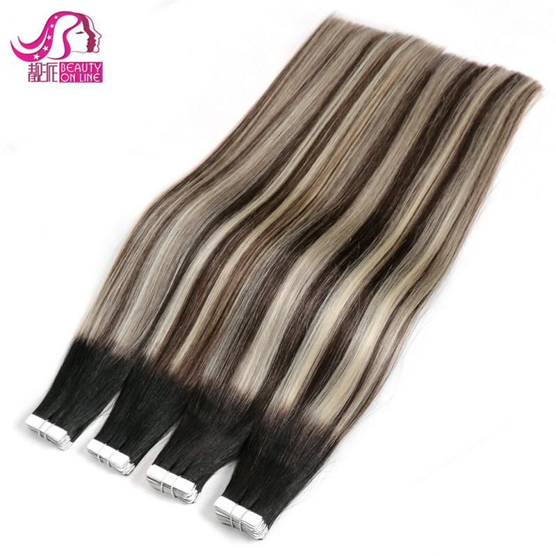 100% Brazilian Remy Tape Human Hair Extensions Strong Blue Lace Tape Adhesive 20PCS/Set Tape in Skin Weft PU Hair