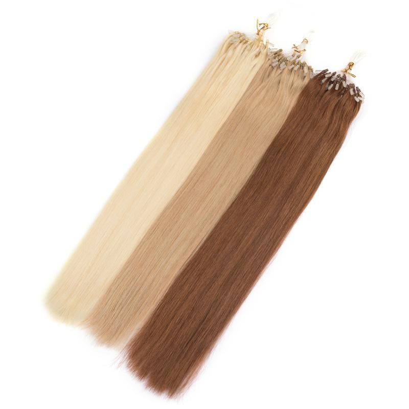 Straight Loop Micro Ring Hair Extensions Brazilan Remy Human Hair Extension Natural Capsule Keratin