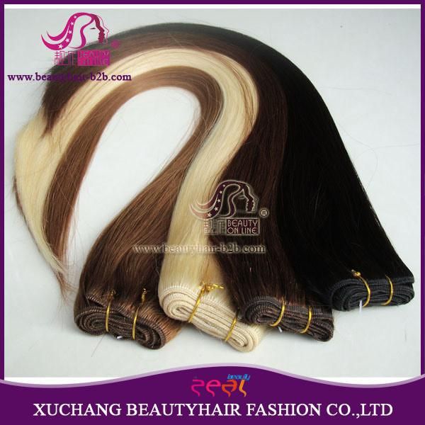 Remy Human Hair Straight Balayage Hair Weft, DIP Dyed Color Brazilian Hair Extensions Highlighted/Honey Blond