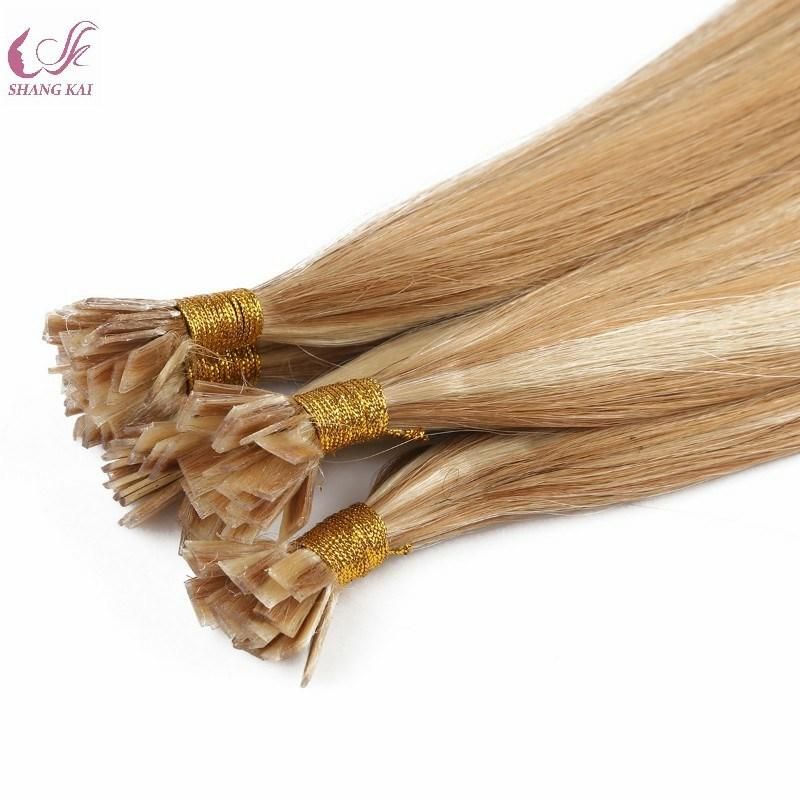 10A Top Quality Keratin 100% Remy Human Russian White Blonde Double Drawn Flat Tip Hair Extension