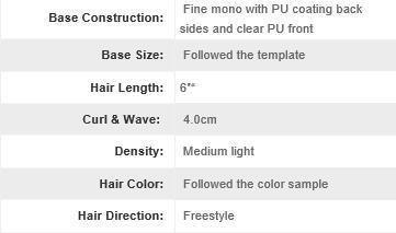 Mono with Npu Back Sides and Clear PU Front Hair Products