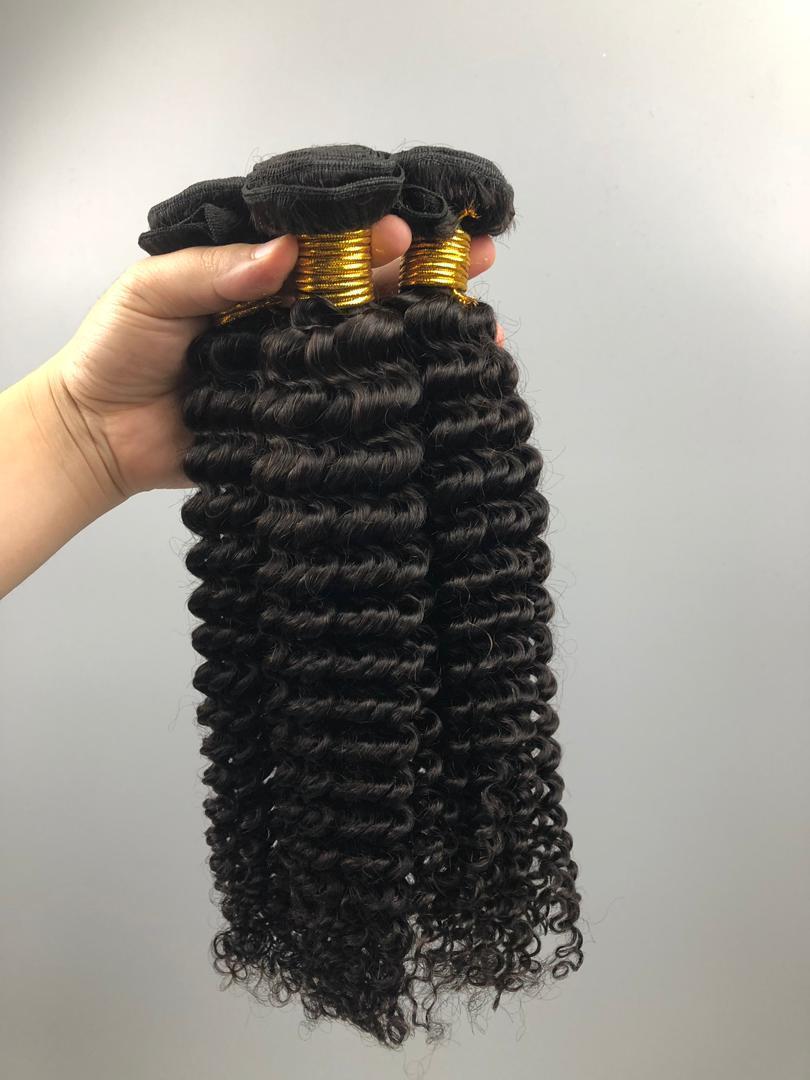 Virgin Brazilian Small Deep Wave 100% Human Hair Bundles with Lace Frontal