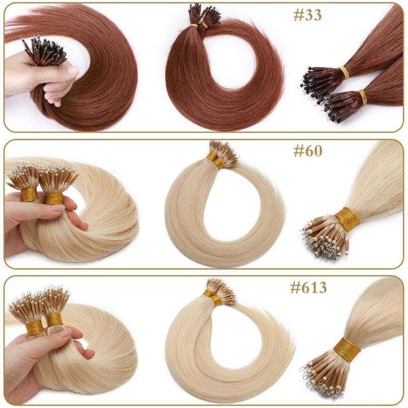 Hair Remy Nano Ring Links Human Hair Extensions 1g/S Keratin Straight European Micro Beads Hair Pieces