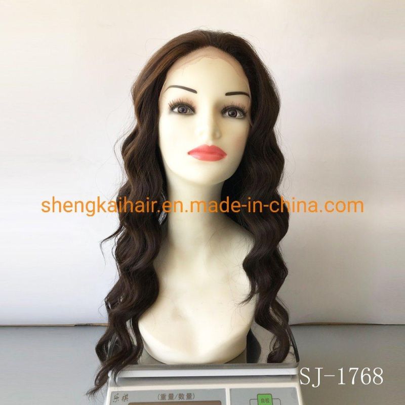 Wholesale Good Quality Handtied Heat Resistant Synthetic Fiber Curly Lace Front Wigs with Baby Hair 600