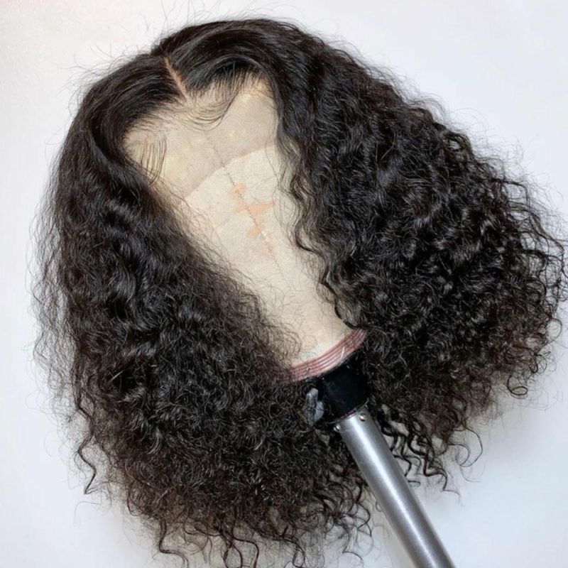 Cuticle Aligned Brazilian Human Hair Lace Curly Bob Wig