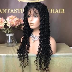 Best Sales Unprocessed Human Virgin Hair Water Wave Black Colour Full Lace Wig in Prepluck Natural Hair Line with Factory Price Fw-017