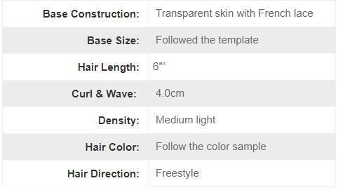 Transparent Skin with French Lace Front Natural Toupees Hairpiece