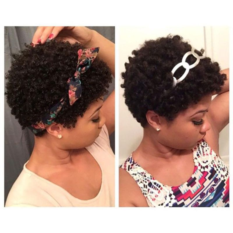 Kinky Curly Pixie Cut Wigs Short Human Hair Wig with Lace Front Human Brazilian Hair Wig for Black Women
