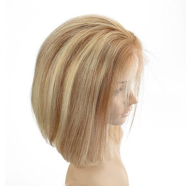 High Quality Human Hair Extension Full Lace Wig with Highlight Color and Combs