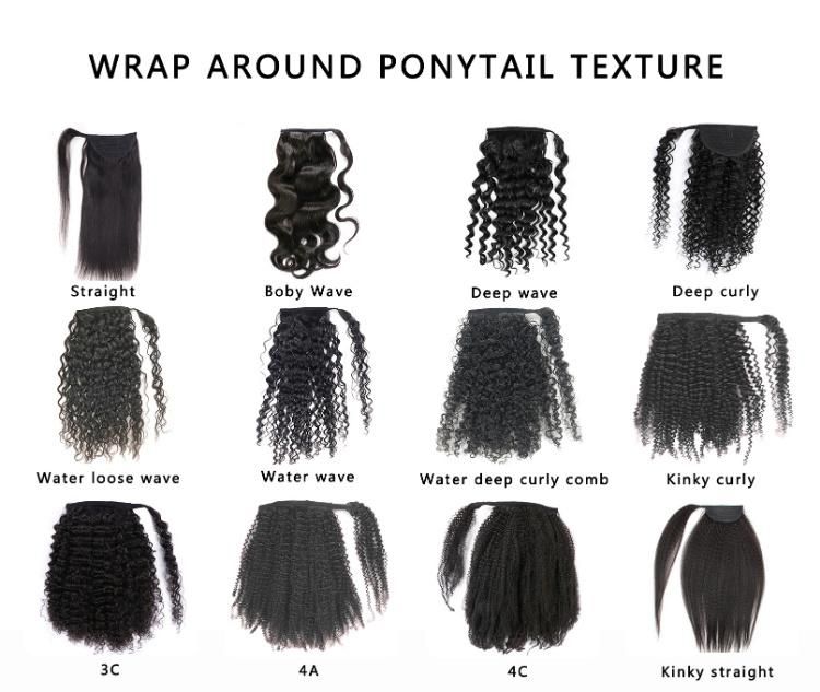 100% Human Raw Hair Kinky Curly Ponytail Drawstring Hair Extensions