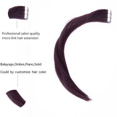 Tape Human Hair Extensions 10PCS 20PCS 40PCS 12&quot; 16&quot; 20&quot; 24&quot; Straight PU Skin Weft Remy Tape Human Hair Ombre Color