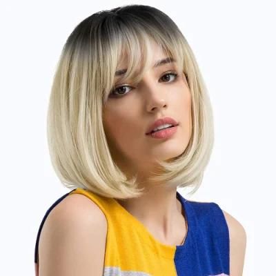 Bob Wigs for Women, 14inch Short Hair Wig with Bangs, Natural Fashion Synthetic Wig