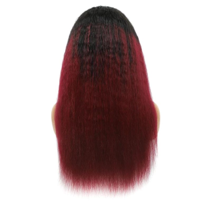 Kbeth Yaki Straight Wig for Black Women Gift 99j Red Color Hot Sale Dropshipping Hair Lace Bob Wigs with 4X4 Closure