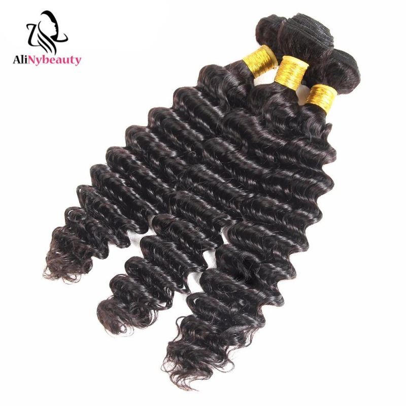 Alinybeauty Wholesale Virgin Brazilian Human Hair Deep Wave Hair Weave