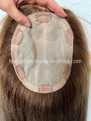 My-Lady Clip Hair in Topper for Women 130% Density Remy Human Hair Silk Base Top Hairpieces Replacement Crown Wiglet