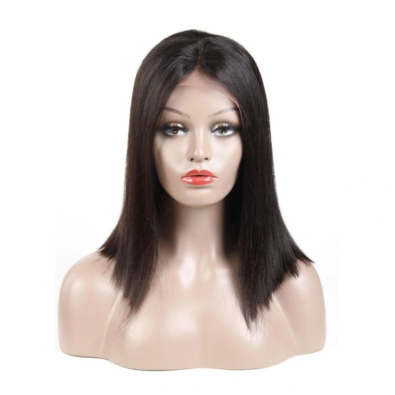 Shine Silk Short Bob Lace Front Wigs with Baby Hair 8-16 Inch Straight Brazilian Remy Hair Wigs for All Women with Bleached Knots