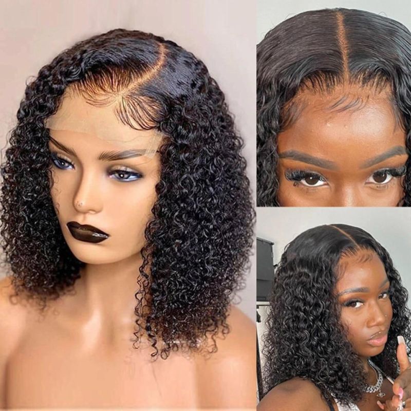Short Bob Wig Deep Wave Frontal Wig Curly Bob Lace Front Human Hair Wigs Prepluck with Baby Hair for Women Lace Wigs