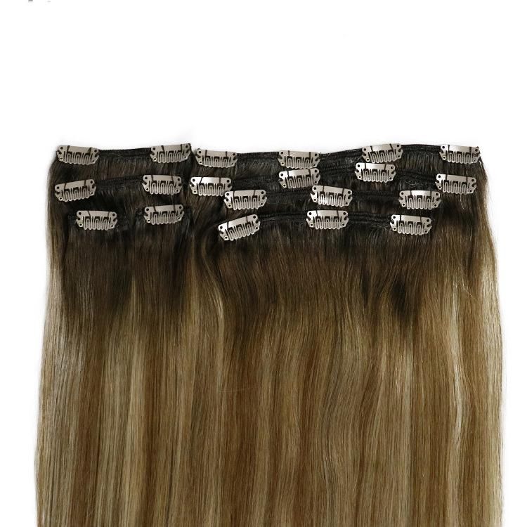 100% Human Hair Brown Piano Color Clip in Hair Extension #T4/P6/27