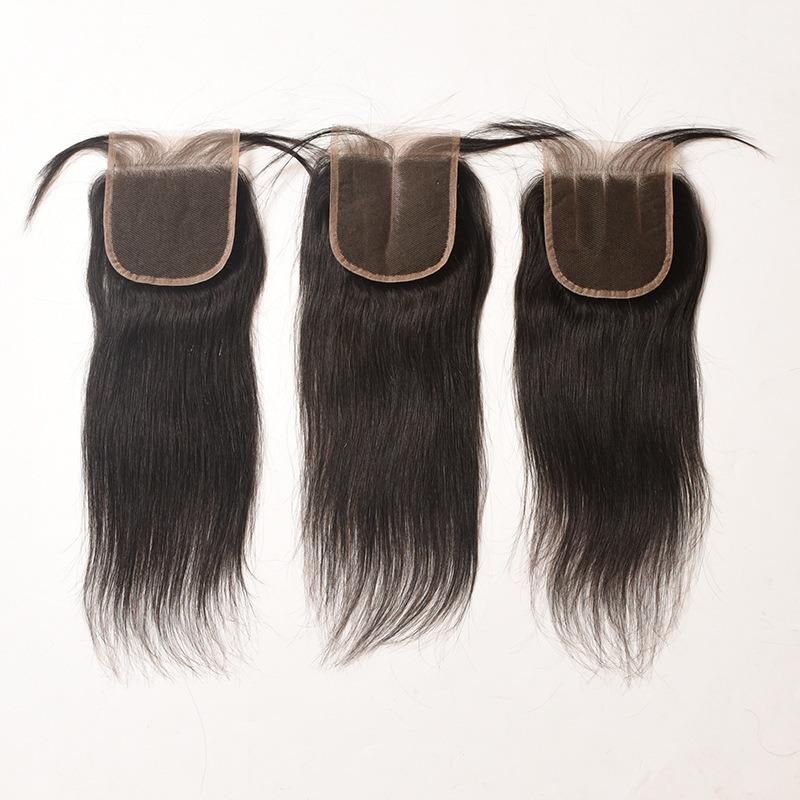 Free Part Hair Closure Middle Part Human Hair, Hand Tied Human Hair Wig, 4*4 Lace Human Hair Closure Natural Color Hair