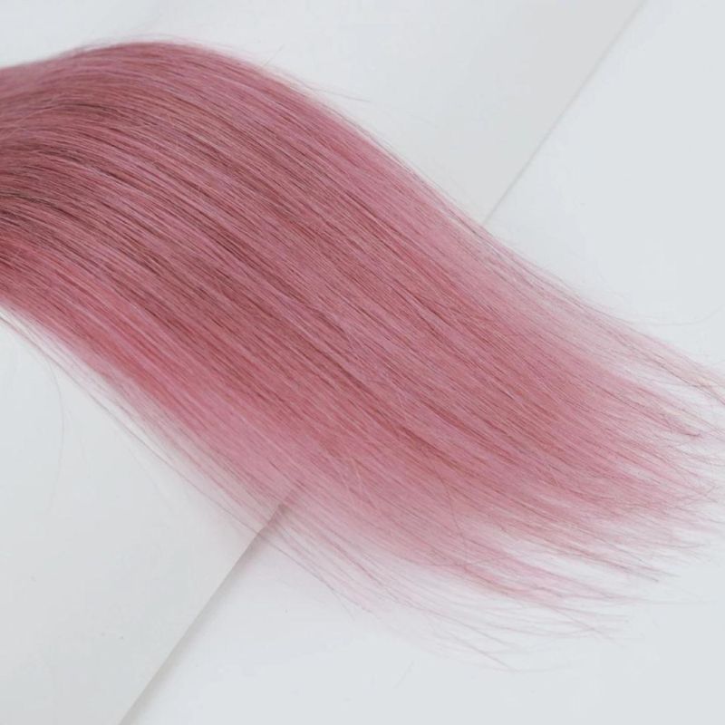 Bundles with Closure Straight Human Hair Pink Bundles with Transparent Closure Brazilian Hair Weave Bundles Hair Weft