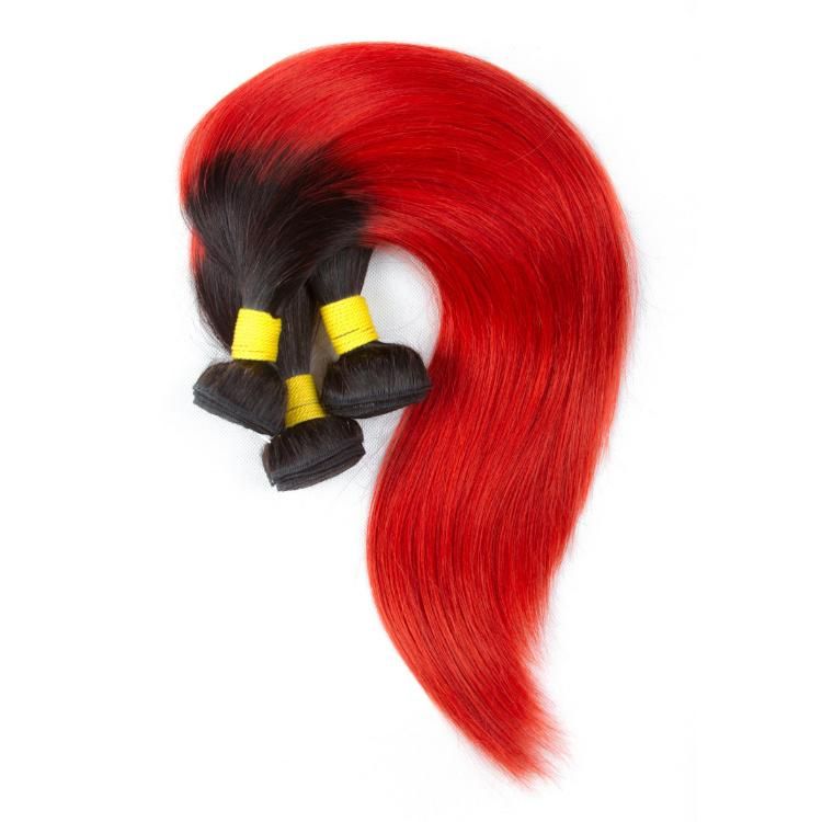 Brazilian Ombre Human Hair Bundles Straight Hair Extension #T1b/Red