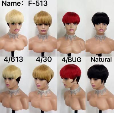 Short Machine Made Pixie Cut Short Wigs Highlight 13X4 Pixie Wig with Baby Hair Perruque Piano Pixie Cut Curls Wig Human Hair