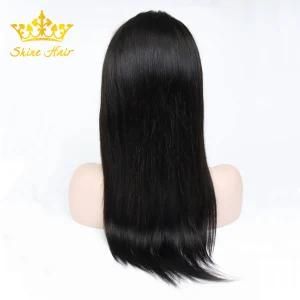 Natural Black 100% Brazilian/Indian Virgin Human Hair Lace Front Wig Silk Straight