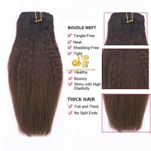 Ks4 Dark Brown Kinky Straight 8&quot;-26&quot; Remy Human Brazilian Hair in Stock