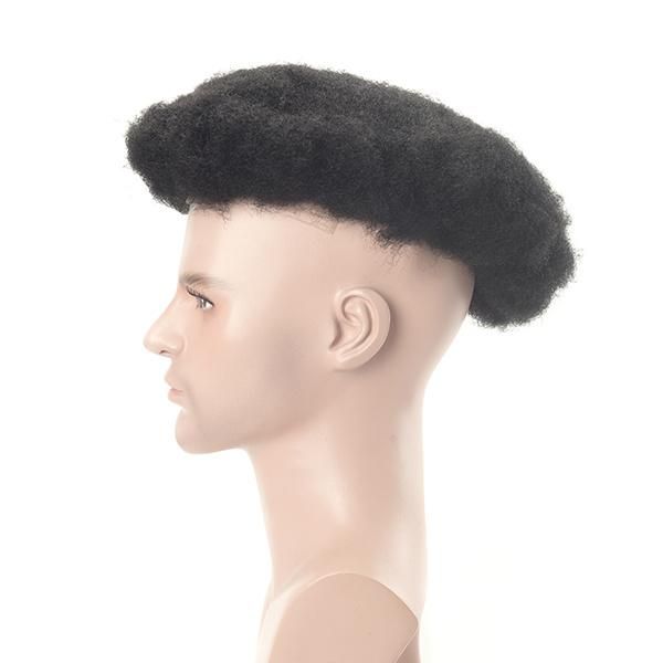 French Lace with PU Sides Stock Afro Curly Toupee for Black Men