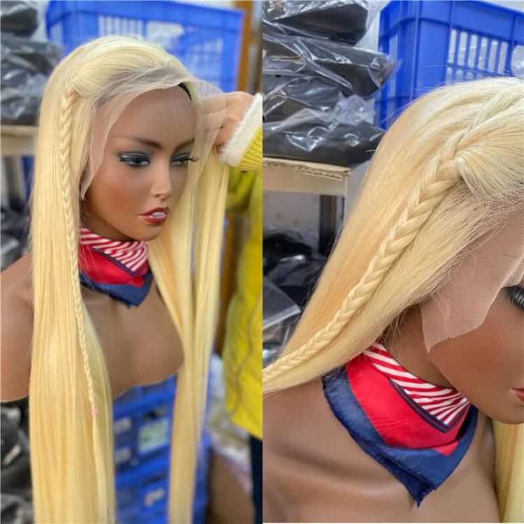 Raw Virgin Cuticle Aligned Brazilian Frontal Human Hair 613 Blonde Transparent Lace Front Wig with Baby Hair for Black Women