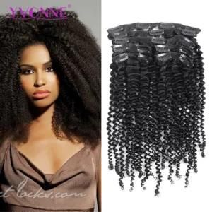 18 Clip Brazilian Kinky Curly Clip in Human Hair Extensions Virgin Hair Natural Color 120g/Set