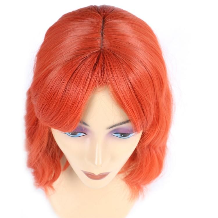 Wholesale Synthetic Fiber Ombre Orange Short Wig Wavy Bob Wig with Bangs