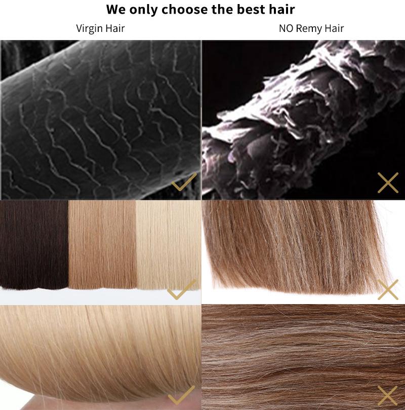 Denghao High Quality Double Drawn Brazillian Human Hair Flat-Tip Hair Extensions