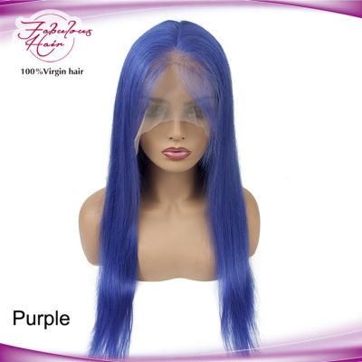 Long Bright Royal Blue Lace Frontal Wigs Human Hair Cheap
