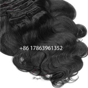 7A Natural Black Clip in Hair 10PCS 150g/Set Body Wave 8-30inch Brazilian Remy Real Human Hair Clip in Extensions