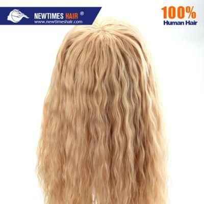 100% Blond Color Full PE Line Handtied Top Grade Remy Virgin Hair Women Topper Toupee