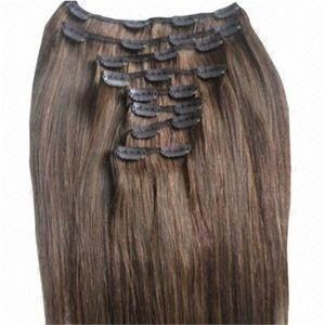 18&quot; Clip in Remy Hair Extensions Mixed-Color #4/6 Straight 8PCS