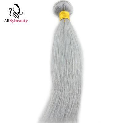 Unprocessed Virgin Human Hair Grey Color Straight Hair