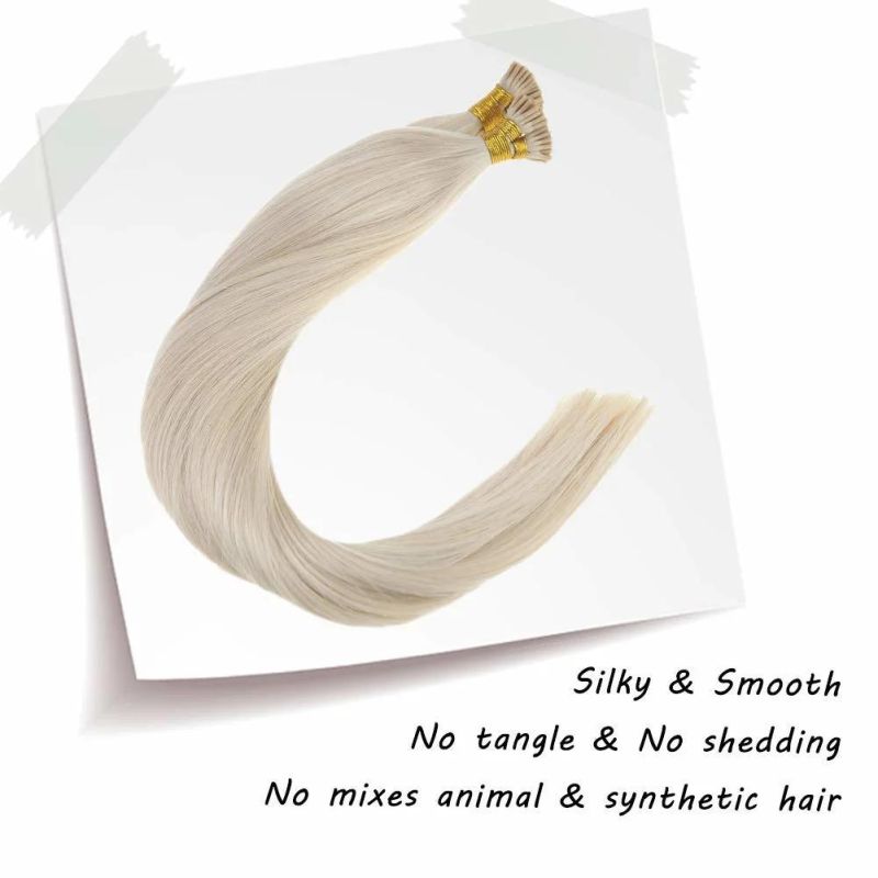 Blonde I Tip Hair Extensions Human Hair, 7A Grade Salon Quality Straight Pre Bonded Thick Human Hair Extensions, 24inch 50g/Pack