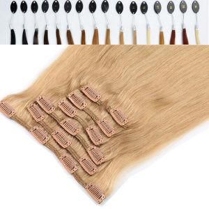 Drawn Weft Hair Curly Hair Clip in Extensions 613#