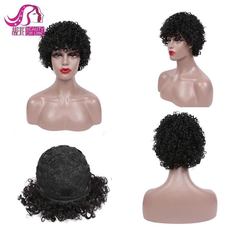 Fashion Ombre Color Short Wig Finger Wave 100% Human Hair Wig