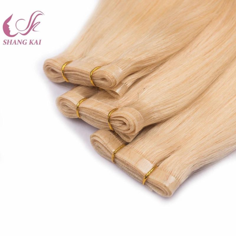 New Products Flat Wefts Ponytail Russian/Mongonlian Remy Hair Wefts Flat