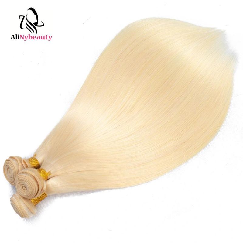 Alinybeauty Straight Virgin Hair 613 Lace Closure with Bundles Blonde