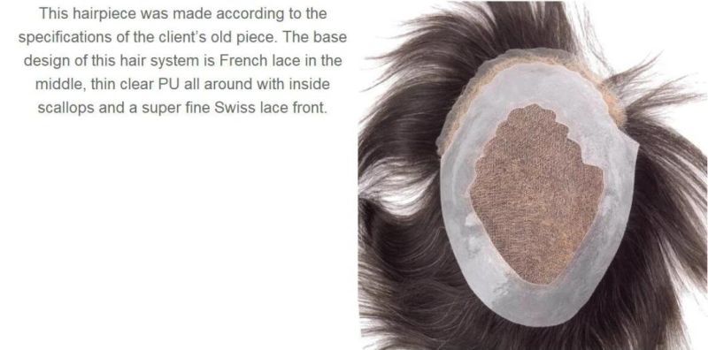 Men′s Real Human Hair with Front Swiss Lace PU Around and French Lace - Men′s First Choice Toupee