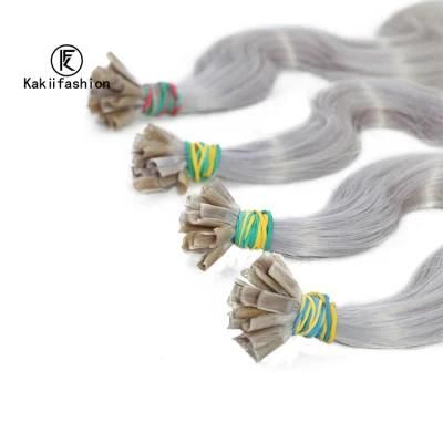 Remy Human Hair Vendors 100% Mink Brazilian Cuticle Aligned Grey U Tip Hair Extension