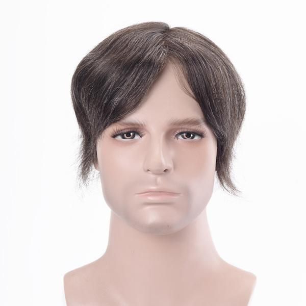 Delicate Lift Injected Super Thin Skin Base Gray Male Hair Replacement for Men